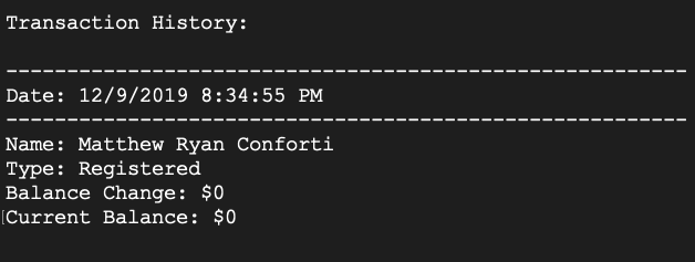 mattsAtm transaction history